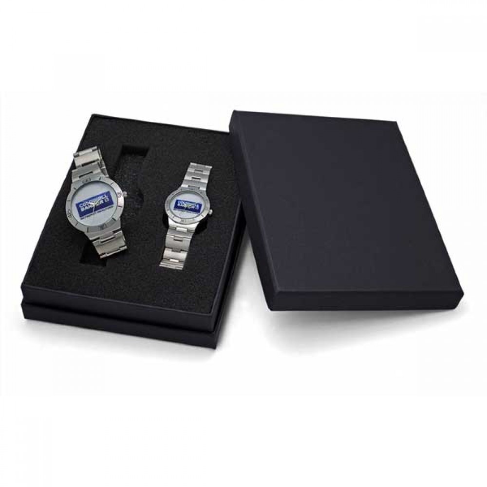 Sporty Design Bracelet Watch Set in silver band & secure clasp closure,Japanese quartz movement Custom Imprinted Sporty Design Bracelet Watch Set in silver band & secure clasp closure,Japanese quartz movement Custom Imprinted