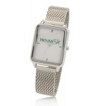 Big Dial Rectangle Watch with Stainless Steel Mesh Bracelet, Japan quartz movement. Logo Printed