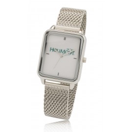 Big Dial Rectangle Watch with Stainless Steel Mesh Bracelet, Japan quartz movement. Logo Printed  Big Dial Rectangle Watch with Stainless Steel Mesh Bracelet, Japan quartz movement. Logo Printed