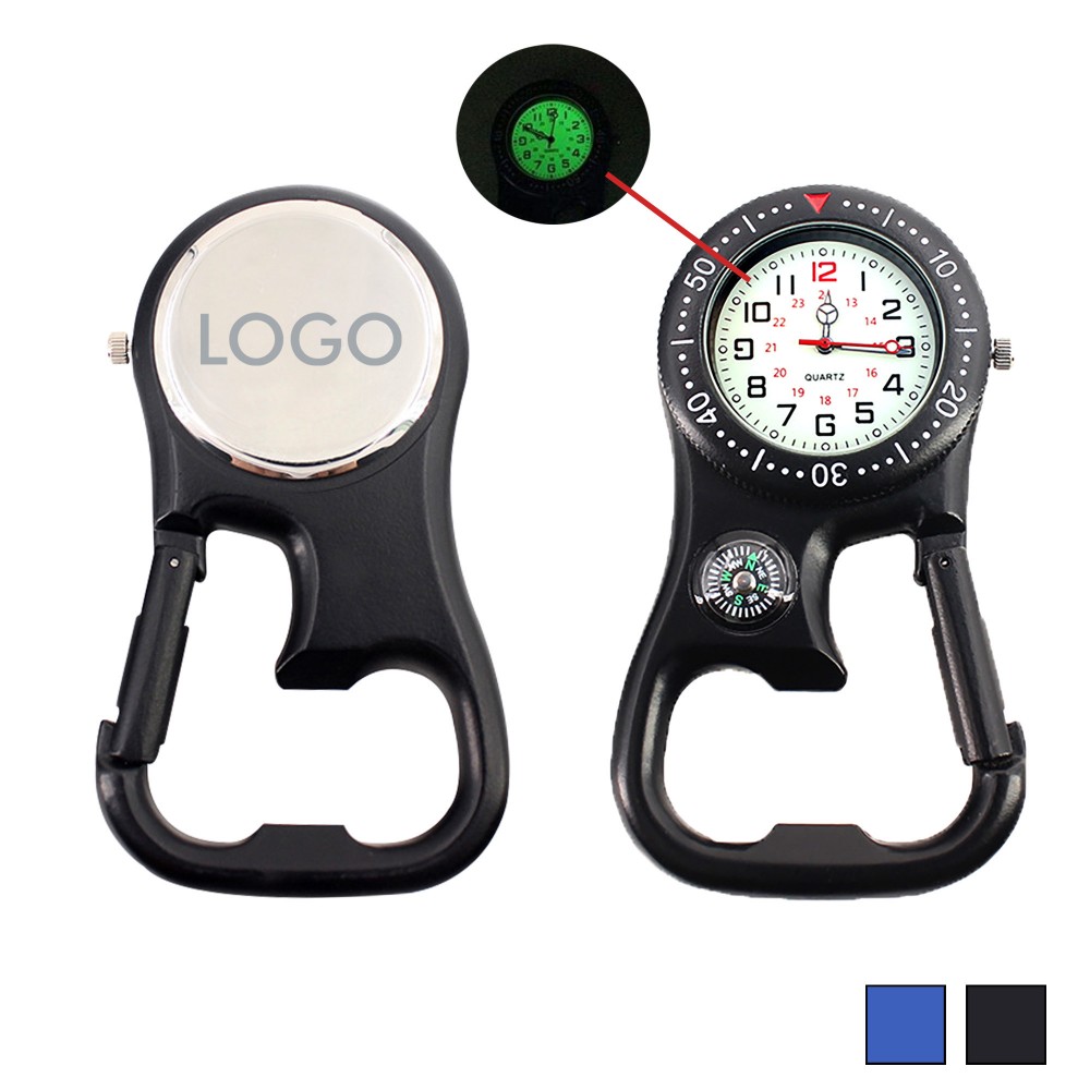 Branded Dual Timer Pocket Watch and Bottle Opener w/ Compass