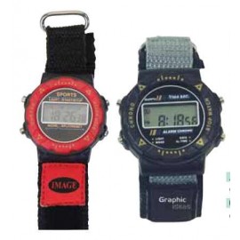 Logo Printed Unisex Wristwatch with Stopwatch Function / Date / Time