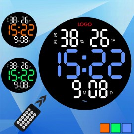 Custom Imprinted Two-tone Digital Wall Clock w/ Week and Calendar  Custom Imprinted Two-tone Digital Wall Clock w/ Week and Calendar