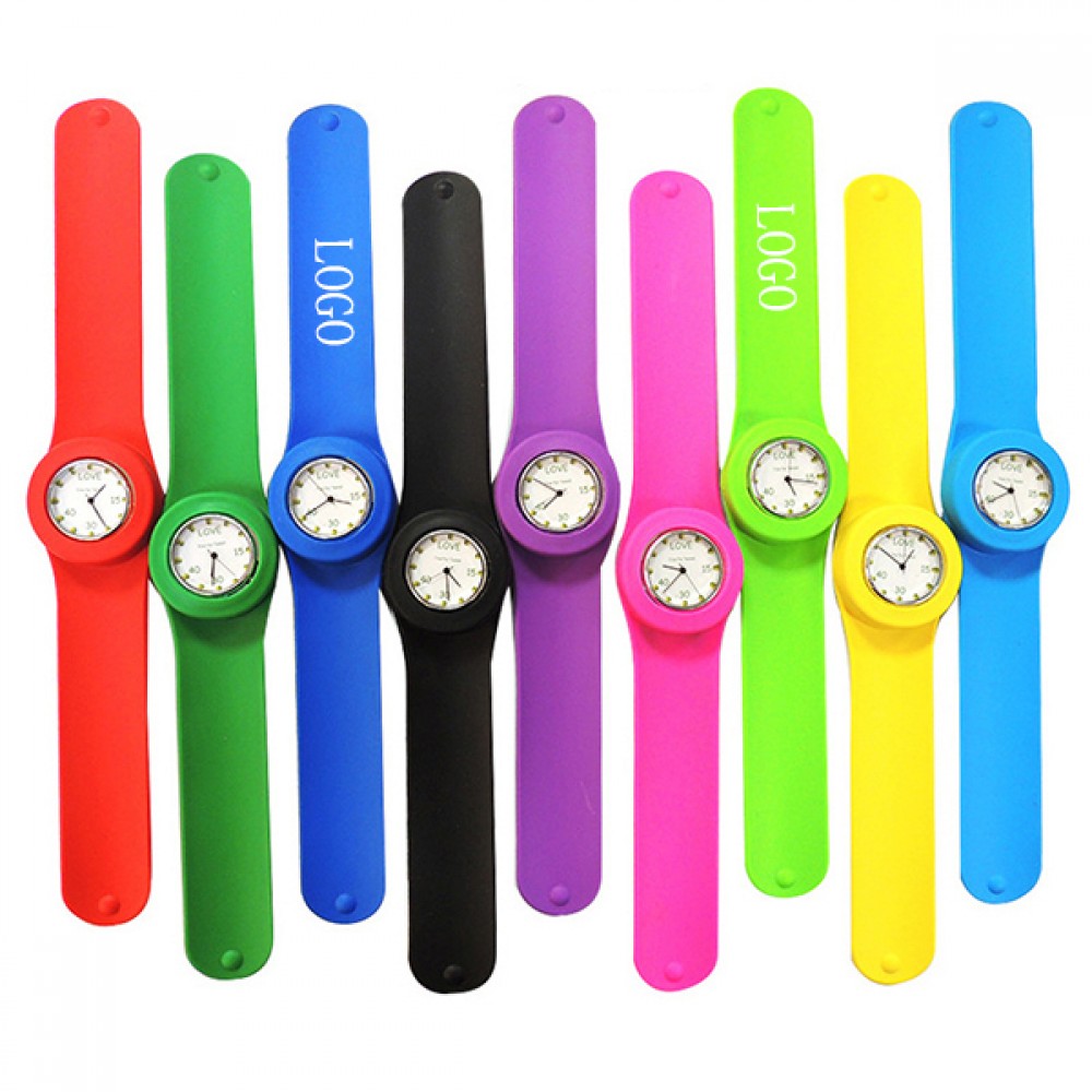 Logo Printed Adult Custom Silicone Slap Watch Logo Printed Adult Custom Silicone Slap Watch