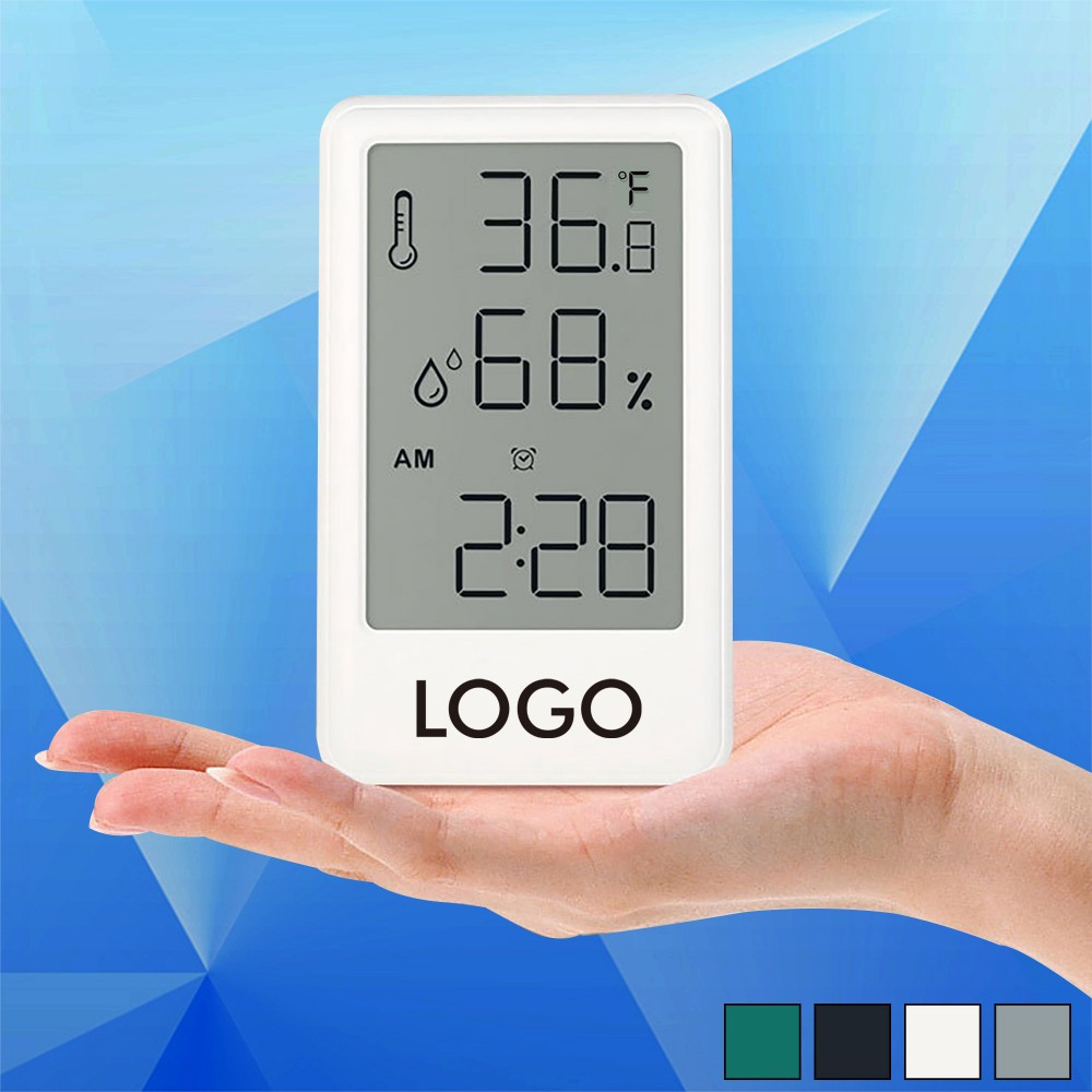 Logo Printed Digital Alarm Clock w/ Temperature and Humidity