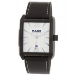 Branded Men's Raider Watch with Black Alloy Case & Leather Band
