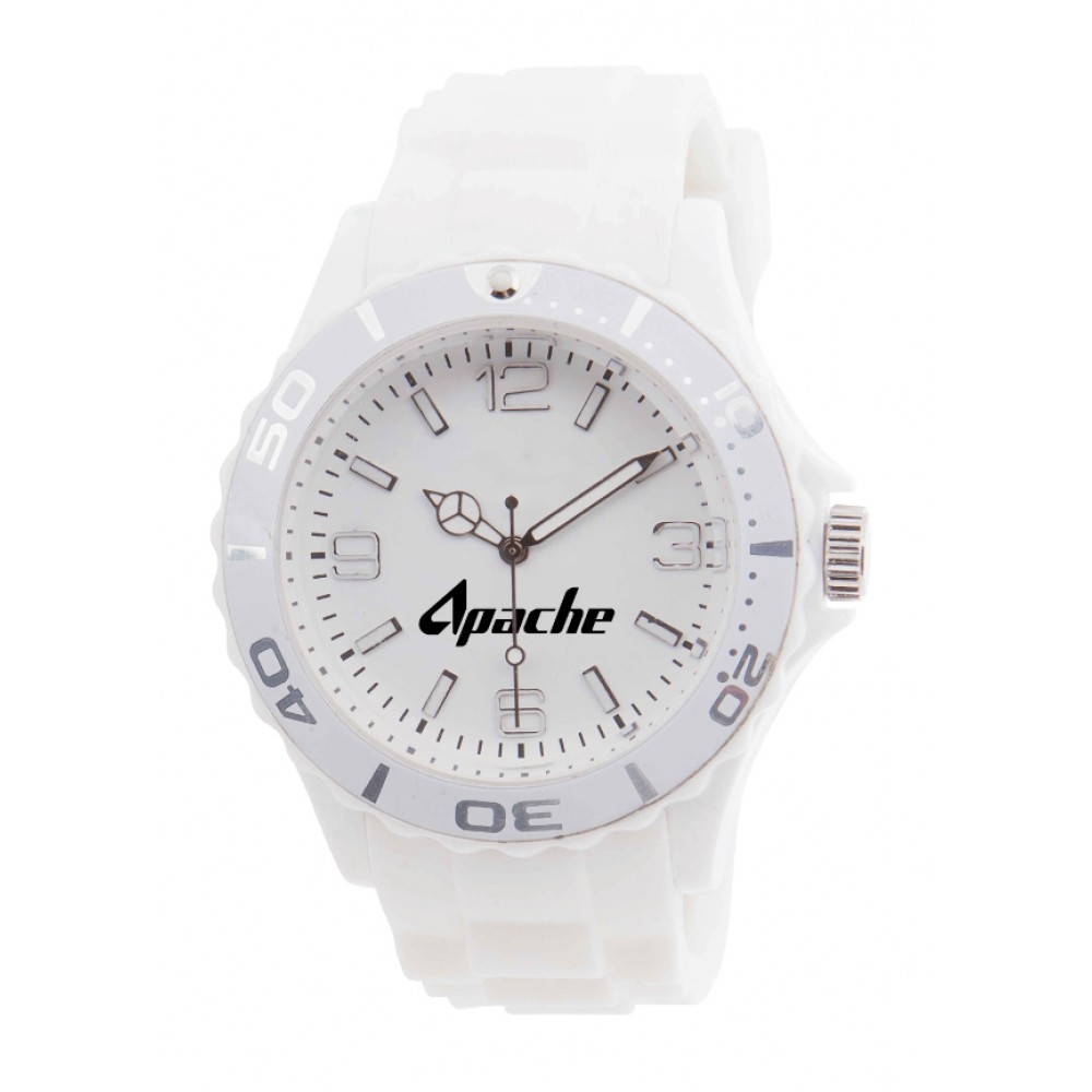 Custom Imprinted White Fusion Watch by ABelle Promotional Time
