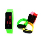 Logo Printed Colorful PU Strap Bracelet Watch with LCD Screen