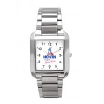 Logo Printed Silver bracelet watch with rectangle watch case, matching bands with fold-over buckle,Japan movement