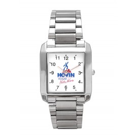 Logo Printed Silver bracelet watch with rectangle watch case, matching bands with fold-over buckle,Japan movement