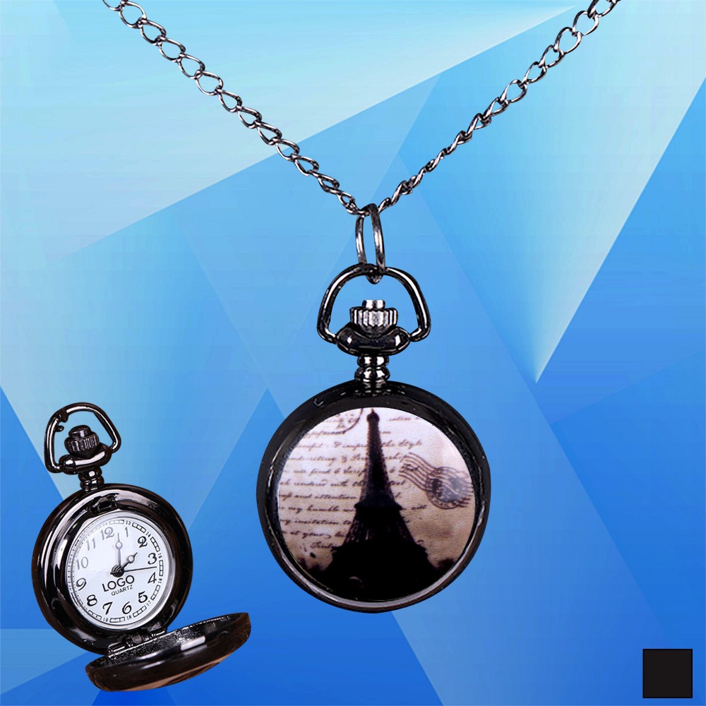 Pendant/Pocket Stainless Steel Watch w/ Chain Logo Printed Pendant/Pocket Stainless Steel Watch w/ Chain Logo Printed