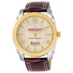 Branded ABelle Promotional Time Maverick Men's Gold/Silver Watch w/ Leather Band