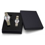 Sporty Design Bracelet Watch Set w/Dual Tone Band & Secure Clasp Closure Custom Imprinted