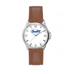 Branded Pedre Women's Clarity Silver-Tone Watch with Brown Strap