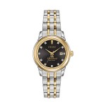 Custom Imprinted Women's Citizen Eco-Drive Bracelet Watch (Black Dial)