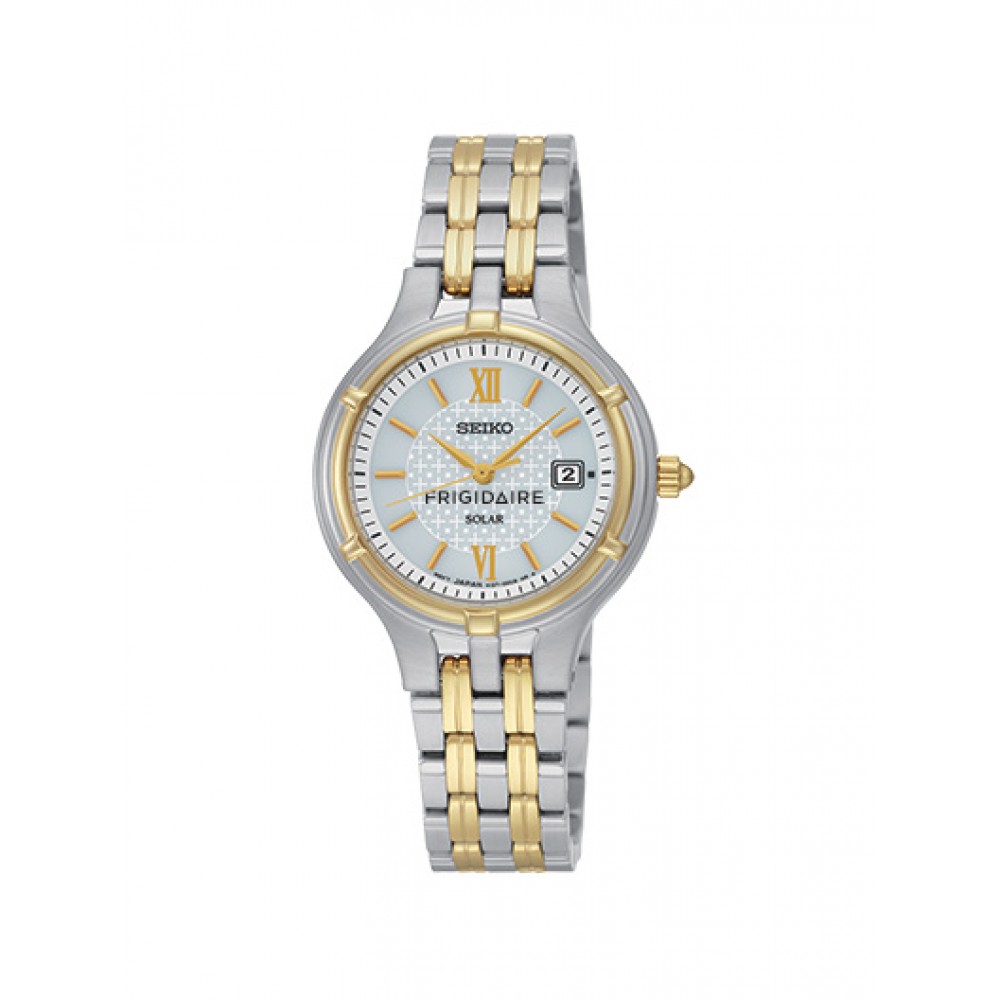 Women's Seiko Solar Two Tone Bracelet Watch Logo Printed Women's Seiko Solar Two Tone Bracelet Watch Logo Printed