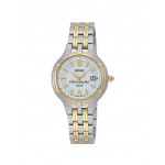 Women's Seiko Solar Two Tone Bracelet Watch Logo Printed