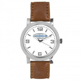 Pedre Distinction Men's Brown Strap Watch (White Dial) Custom Imprinted  Pedre Distinction Men