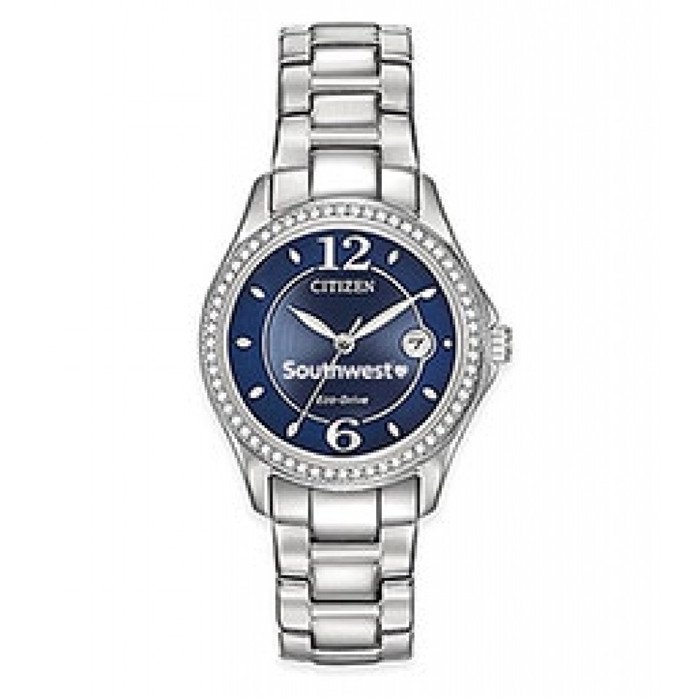 Women's Citizen Eco-Drive Silver Watch (Blue Dial) Logo Printed Women's Citizen Eco-Drive Silver Watch (Blue Dial) Logo Printed