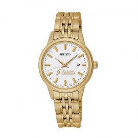 Women's Seiko Quartz Gold Watch with Logo