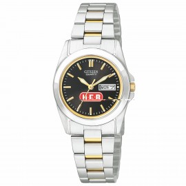Women's Citizen Watch (Black/Gold Dial) with Logo  Women