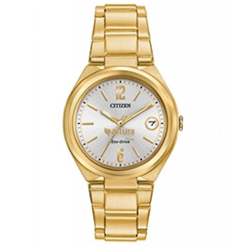 Custom Imprinted Women's Citizen Eco-Drive Gold Watch (Silver Tone Dial) Custom Imprinted Women's Citizen Eco-Drive Gold Watch (Silver Tone Dial)