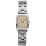 Logo Printed Women's Hartford Metal Gold Dial Watch W/ Stainless Steel Bracelet