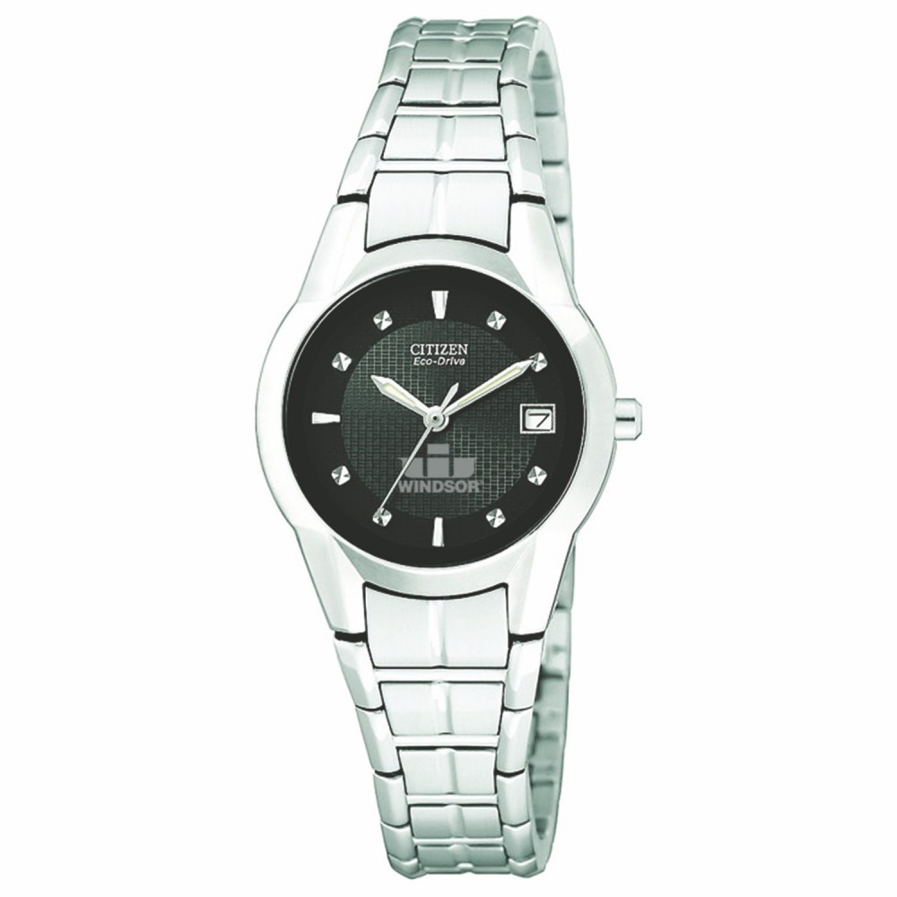Logo Printed Women's Citizen Eco-Drive Stainless Steel Dress Watch from Pedre Logo Printed Women's Citizen Eco-Drive Stainless Steel Dress Watch from Pedre
