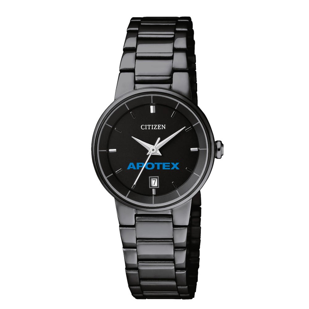 Custom Imprinted Women's Citizen Quartz Black Ion Bracelet Watch Custom Imprinted Women's Citizen Quartz Black Ion Bracelet Watch