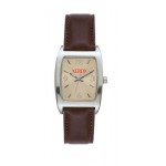 Custom Imprinted Women's Pedre Hartford Silver-Tone Watch W/ Brown Leather Strap