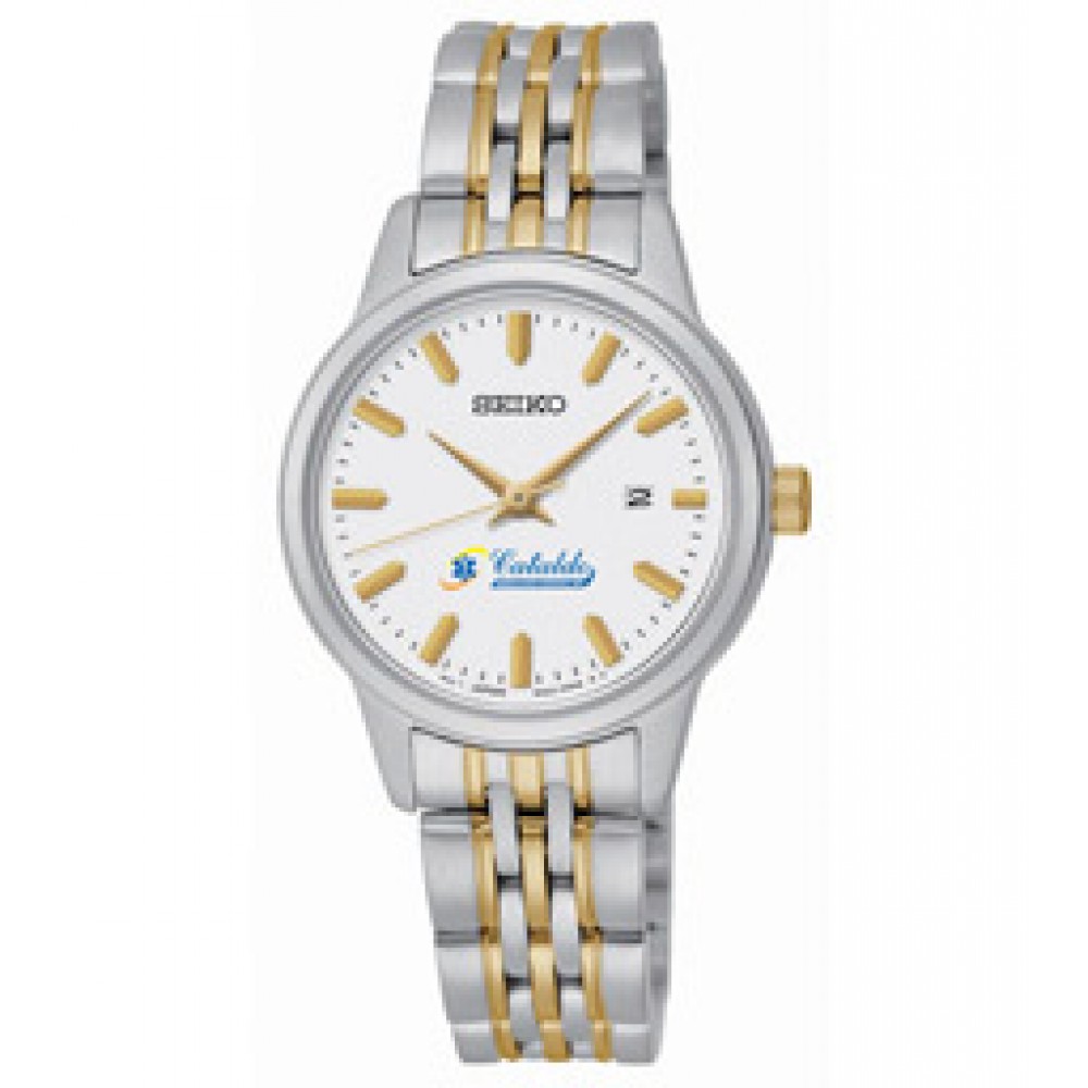 Seiko Women's Quartz 2 Tone Finish Bracelet Special Value Watch (White Dial) Logo Printed Seiko Women's Quartz 2 Tone Finish Bracelet Special Value Watch (White Dial) Logo Printed