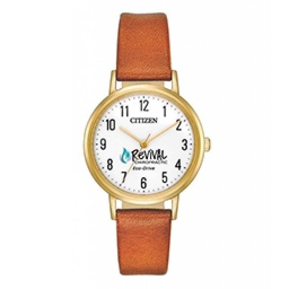 Women's Citizen Eco-Drive Chandler Watch (Brown Strap) Logo Printed Women's Citizen Eco-Drive Chandler Watch (Brown Strap) Logo Printed