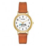 Women's Citizen Eco-Drive Chandler Watch (Brown Strap) Logo Printed