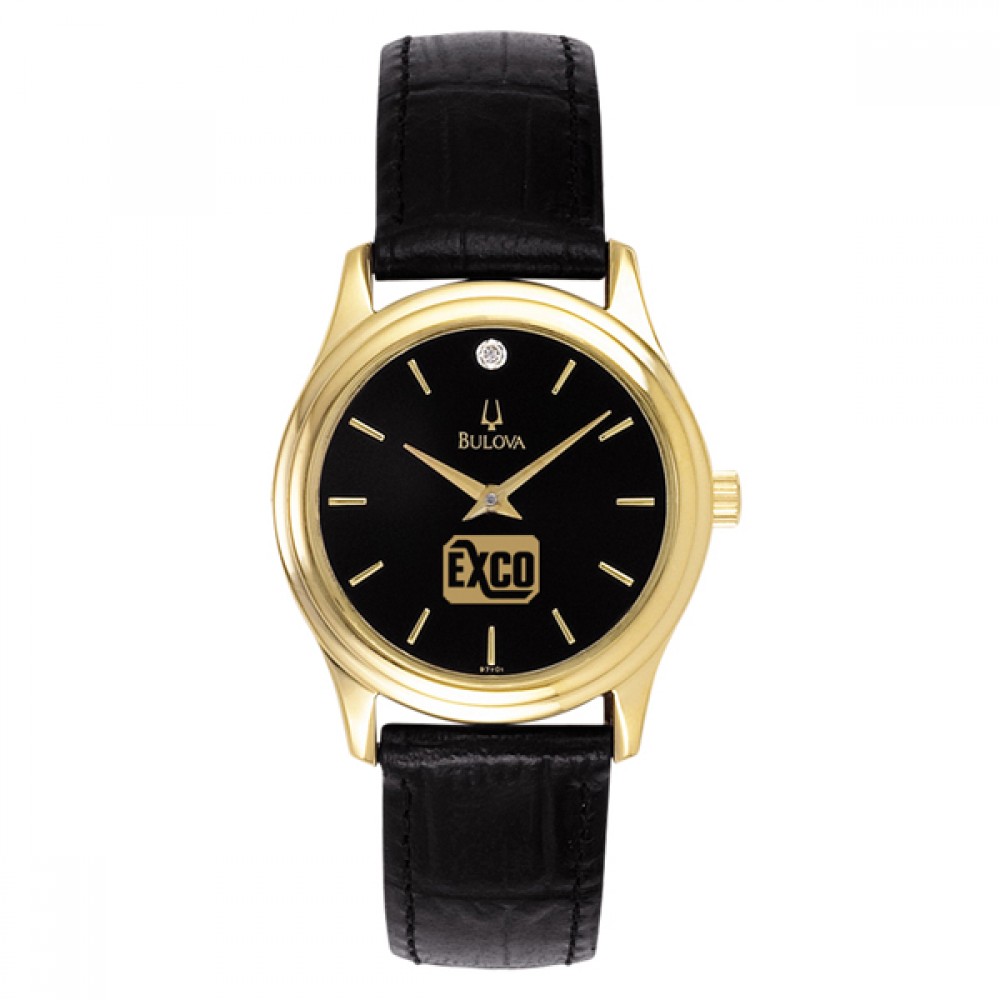 Bulova Women's Corporate Collection Gold-Tone Watch (Diamond Dial) Logo Printed Bulova Women's Corporate Collection Gold-Tone Watch (Diamond Dial) Logo Printed