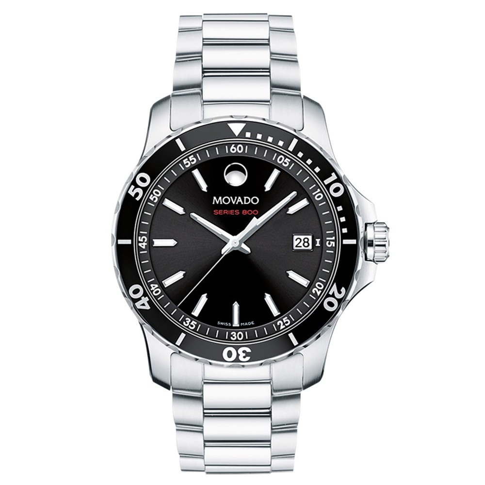 Movado Series 800 Men's Stainless Steel Bracelet Sport Watch W/ Black Dial from Pedre Custom Imprinted Movado Series 800 Men's Stainless Steel Bracelet Sport Watch W/ Black Dial from Pedre Custom Imprinted