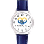 Branded Unisex Dark Blue Leather Band Watch
