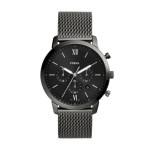 Branded Fossil Neutra Chronograph Smoke Stainless Steel Mesh Watch