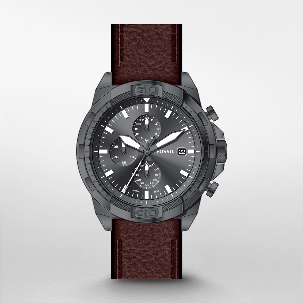 Fossil 44MM Bronson Stainless Steel Casual Watch Branded Fossil 44MM Bronson Stainless Steel Casual Watch Branded