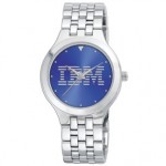 Custom Imprinted Men's Elegant Silver Bracelet Watch With Blue Dial