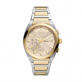 Fossil Everett Chronograph Men's Stainless Steel Sport Watch Logo Printed