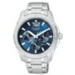 Logo Printed Citizen Men's Blue Dial Silver-Tone Bracelet Watch