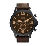 Fossil Nate Chronograph Brown Leather Watch Custom Imprinted