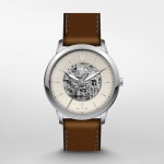 Fossil Neutra Automatic Brown Leather Watch Logo Printed