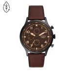 Fossil Retro Pilot Chronograph Dark Brown Leather Watch Custom Imprinted