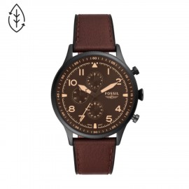 Fossil Retro Pilot Chronograph Dark Brown Leather Watch Custom Imprinted  Fossil Retro Pilot Chronograph Dark Brown Leather Watch Custom Imprinted