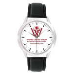Custom Imprinted Unisex Black Leather Band Watch