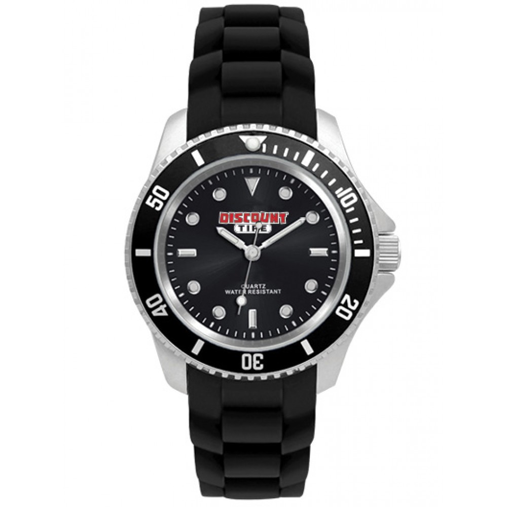 Pedre Unisex Sport watch with black dial and black silicon strap Branded Pedre Unisex Sport watch with black dial and black silicon strap Branded
