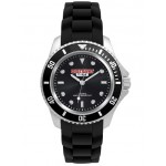 Pedre Unisex Sport watch with black dial and black silicon strap Branded
