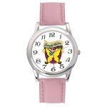 Men's Pink Leather Strap Watch Custom Imprinted