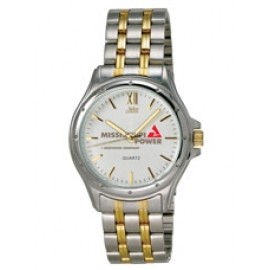 Men's Encore 2 Tone Japanese Quartz Watch w/ Matching Bracelet Logo Printed  Men