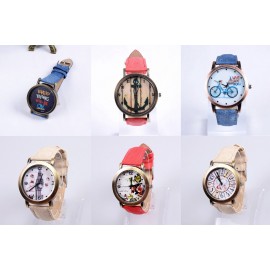 Branded Denim Leather Wrist Watch